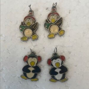 Penguin Charm Set with Red and Green Accents